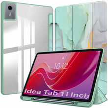 Load image into Gallery viewer, ProElite Cover for Lenovo idea Tab 11 inch 2025 , Smart Flip Case Cover for Lenovo idea Tab 11 inch 2025 with Pen holder, Marble Green [Transparent back]
