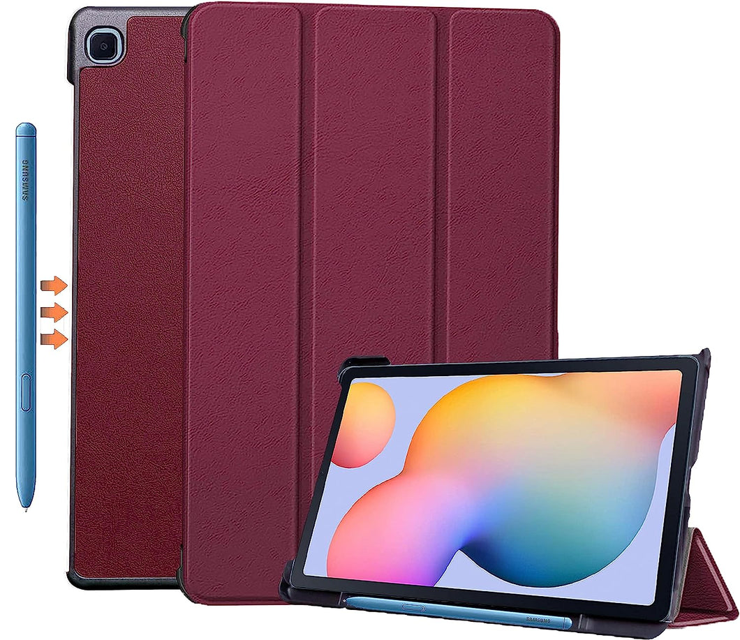 ProElite Smart Flip case Cover for Samsung Galaxy Tab S6 Lite 10.4 Inch 2022 SM-P610/P615 with S Pen Holder Also Supports S Pen Magnetic Attachment, Wine Red