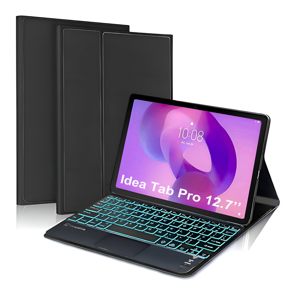 ProElite TouchPad Keyboard case for Lenovo Idea Tab Pro 12.7 inch 2025, Magnetic Detachable Wireless Bluetooth TouchPad Keyboard Built-in 7-Colors Backlit, Black
