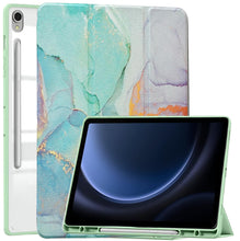 Load image into Gallery viewer, ProElite Cover for Samsung Galaxy Tab S9 FE 10.9 inch Cover Case, Smart Flip Case Cover for Samsung Galaxy Tab S9 FE 10.9 inch with S Pen Holder, Marble Green [Transparent Back]
