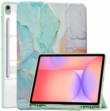 Load image into Gallery viewer, ProElite Cover for Samsung Galaxy Tab S10 Lite 10.9&quot;/ Tab S9 FE 10.9 inch/Tab S10 FE/Tab S9 11 inch Cover Case, Smart Flip Case Cover with S Pen Holder, Marble Green [Transparent Back]
