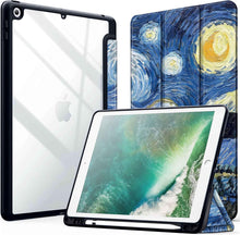 Load image into Gallery viewer, ProElite Smart Flip Case Cover for Apple iPad 9.7 inch 2018/2017 5th 6th Generation, Clear Soft Back with Pencil Holder, Starry Night
