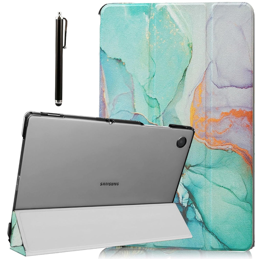 ProElite Cover for Samsung Galaxy Tab A9 8.7 inch Case Cover, Smart Flip Case Cover for Samsung Galaxy Tab A9 8.7 inch Translucent Back with Stylus Pen, Marble Green