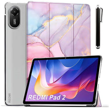 Load image into Gallery viewer, ProElite Case Cover for Xiaomi Redmi Pad 2 11 inch Cover, Smart Flip Case Cover for Xiaomi Redmi Pad 2 11 inch Translucent Back with Stylus Pen [Auto Sleep Wake Feature], Marble Rose Pink
