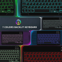 Load image into Gallery viewer, ProElite Ultra-Slim Bluetooth Keyboard Upto 11.5 inch Portable Mini Wireless Rechargeable Keyboard for Apple iPad, iPhone, Samsung/Lenovo Tablets, iPadOS/iOS/Android Built-in 7-Colors Backlit, Black
