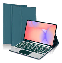 Load image into Gallery viewer, ProElite TouchPad Keyboard case for Galaxy Tab S10 Lite/S9 FE/S10 FE 10.9&quot;/S9 11&quot; with S Pen Holder, Magnetic Detachable Wireless Bluetooth TouchPad Keyboard Built-in 7-Colors Backlit, Dark Green
