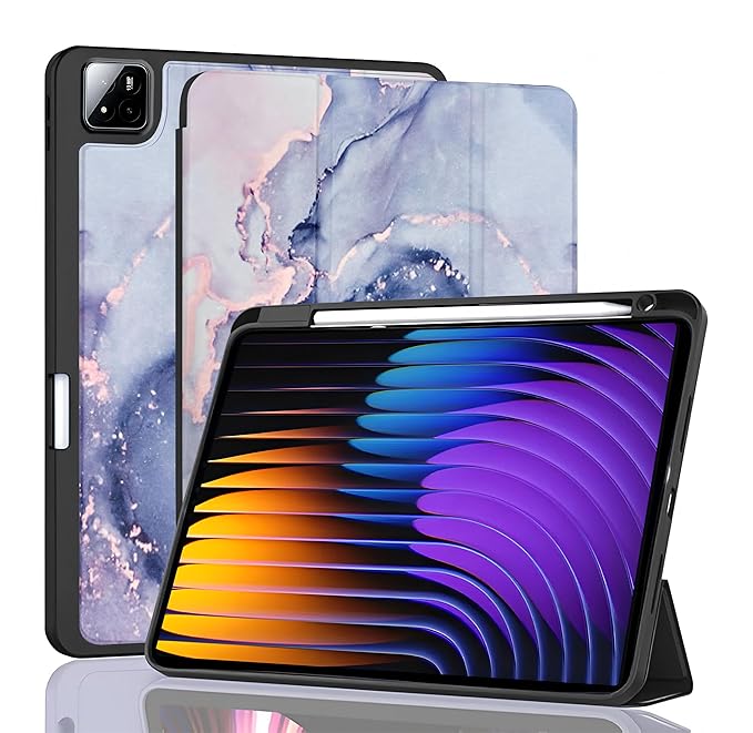 ProElite Cover for Xiaomi Mi Pad 7/7 Pro 11.2 inch Cover, Soft Flexible Flip Case Cover with Pen Holder for Xiaomi Pad 7/7 Pro 11.2 inch, Support Auto Sleep Wake, [Recoil Series] - Marble Purple