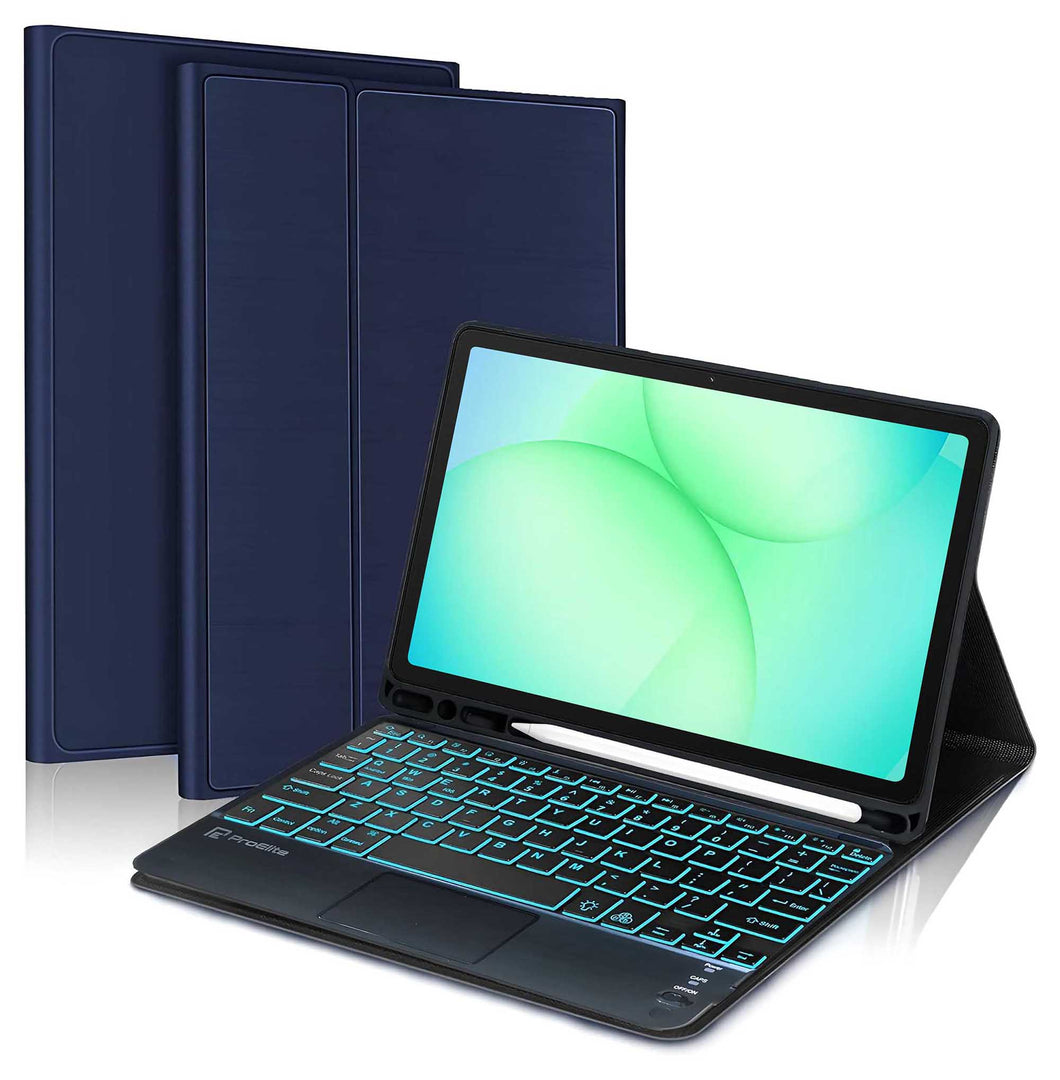 ProElite TouchPad Keyboard case for Samsung Galaxy Tab A11 8.7 inch/A9 8.7 inch with S Pen Holder, Magnetic Detachable Wireless Bluetooth TouchPad Keyboard Built-in 7-Colors Backlit, Dark Blue
