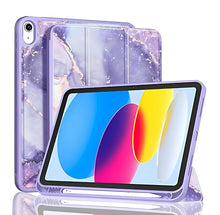 Load image into Gallery viewer, ProElite Smart Case for iPad (A16) 11th/10th Generation (2025/2022) [Auto Sleep/Wake Cover] [Left Side Pencil Holder] [Soft Flexible Case] Recoil Series - Marble Purple
