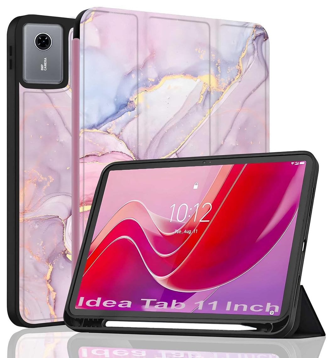 ProElite Cover for Lenovo idea Tab 11 inch 2025 case Cover, Soft Flexible Flip Case Cover for Lenovo idea Tab 11 inch 2025 with Pen Holder [Recoil Series] - Marble Pink