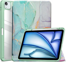 Load image into Gallery viewer, ProElite Case Cover for Apple iPad Air 13 inch M4/M3/M2 2026/2025/2024 Cover, Transparent Smart Flip Cover for iPad Air 13 inch M4/M3/M2 2026/2025/2024 with Pencil Holder, Marble Green

