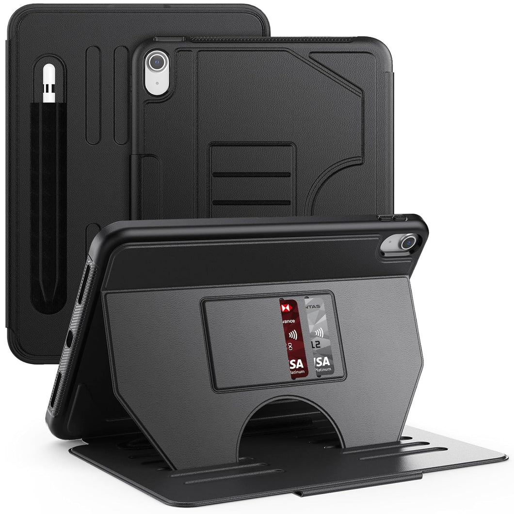 ProElite Cover Case for iPad (A16) 11th/10th Generation (2025/2022) Case, Smart Magnetic Shockproof Protective Case with 5 Stable Stands with Pencil Holder for Apple iPad 11th/10th Gen, Black