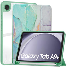 Load image into Gallery viewer, ProElite Cover for Samsung Galaxy Tab A9 Plus 11 inch Cover Case, Smart Flip Case Cover for Samsung Galaxy Tab A9+ 11 inch with S Pen Holder, Marble Green [Transparent Back]
