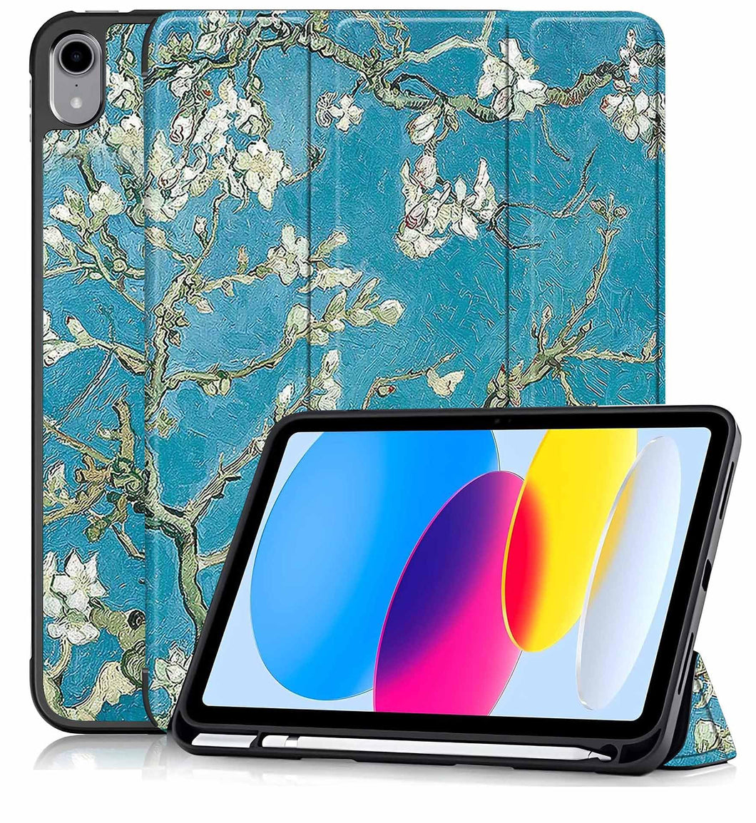 ProElite Smart Case for iPad (A16) 11th/10th Generation (2025/2022) [Auto Sleep/Wake Cover] [Left Side Pencil Holder] [Soft Flexible Case] Recoil Series - Flowers