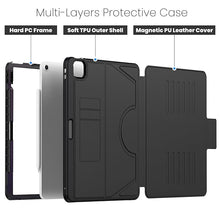 Load image into Gallery viewer, ProElite Case Cover for iPad Air 13 inch M3/M2 2025/2024, Smart Magnetic Shockproof Protective Case for Apple iPad Air 13 inch M3/M2 2025/2024 5 Stable Stands with Pencil Holder, Black
