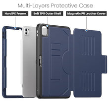 Load image into Gallery viewer, ProElite case for Apple iPad Air 5th/4th Gen 10.9 Inch, iPad Pro 11 4th/3rd Gen Smart Magnetic Shockproof Protective Case with 5 Stable Stands with Pencil Holder, Dark Blue
