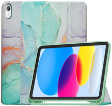 Load image into Gallery viewer, ProElite Smart Case for iPad (A16) 11th/10th Generation (2025/2022) [Auto Sleep/Wake Cover] [Left Side Pencil Holder] [Soft Flexible Case] Recoil Series - Marble Green
