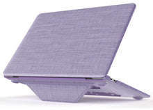 Load image into Gallery viewer, ProElite Case for MacBook Air 13 inch M2 2025/2024 M1 2021 2020 Release A2337/A2179/A1932 Model Touch ID, Fabric Material Hard Shell with Slim TPU Bumper and Fold Kickstand, Purple
