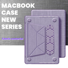 Load image into Gallery viewer, ProElite Case for MacBook Pro 14 inch Case 2024 2023 2022 2021 Release M3 A2918 A2992 M2 A2779 M1 A2442 Pro Max , Fabric Material Hard Shell with Slim TPU Bumper and Fold Kickstand, Purple
