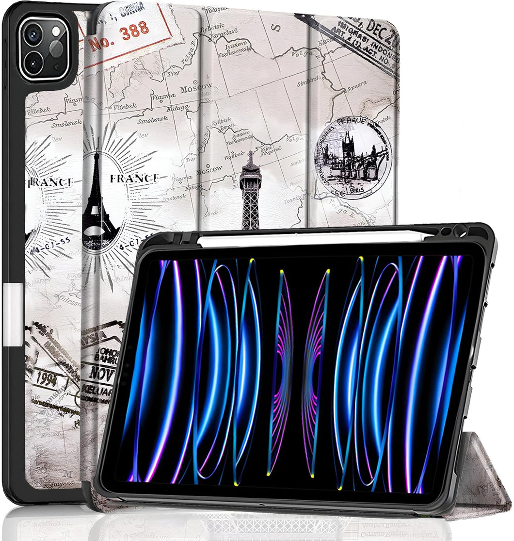 ProElite Smart Case for iPad Pro 11 inch 2022/2021 4th/3rd Gen [Auto Sleep/Wake Cover] [Pencil Holder] [Soft Flexible Case] Recoil Series - Eiffel