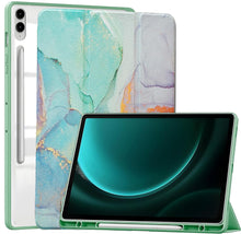 Load image into Gallery viewer, ProElite Cover for Samsung Galaxy Tab S9 FE Plus/S9 Plus/S10+ 12.4 inch Case, Smart Flip Case Cover for Galaxy Tab S9 FE+/S9 Plus/S10+ 12.4 inch with S Pen Holder, Marble Green [Transparent Back]
