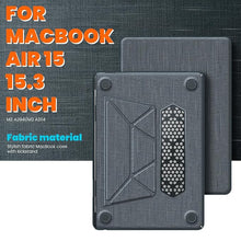 Load image into Gallery viewer, ProElite Case for MacBook Air 15 Case 2023 2024 2025 Release M4 M3 A3114 M2 A2941 with Touch ID, Fabric Material Hard Shell with Slim TPU Bumper and Fold Kickstand, Grey
