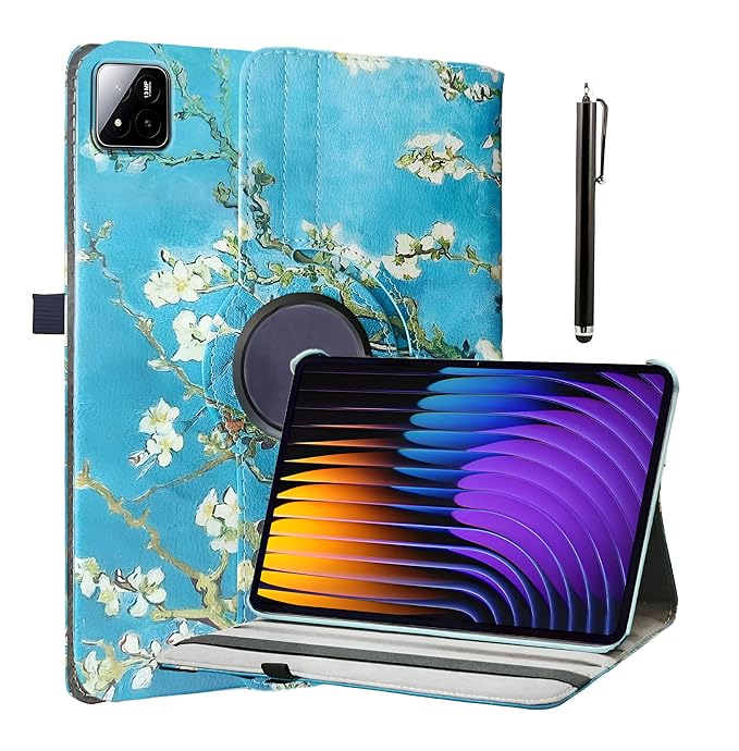ProElite Cover for Xiaomi Mi Pad 7/7 Pro 11.2 inch Case, 360 Rotatable Flip Case for Xiaomi Mi Pad 7/7 Pro 11.2 inch, Support Auto Sleep Wake, Flowers