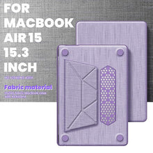 Load image into Gallery viewer, ProElite Case for MacBook Air 15 Case 2023 2024 2025 Release M4 M3 A3114 M2 A2941 with Touch ID, Fabric Material Hard Shell with Slim TPU Bumper and Fold Kickstand, Purple
