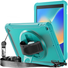 Load image into Gallery viewer, ProElite Cover for iPad 10.2 Cover Case, Rugged Shockproof Armor case Cover for Apple iPad 10.2&quot; 9th/8th/7th Gen with Hand Grip and Rotating Kickstand (Transparent Back) with Should Strap, Light Blue
