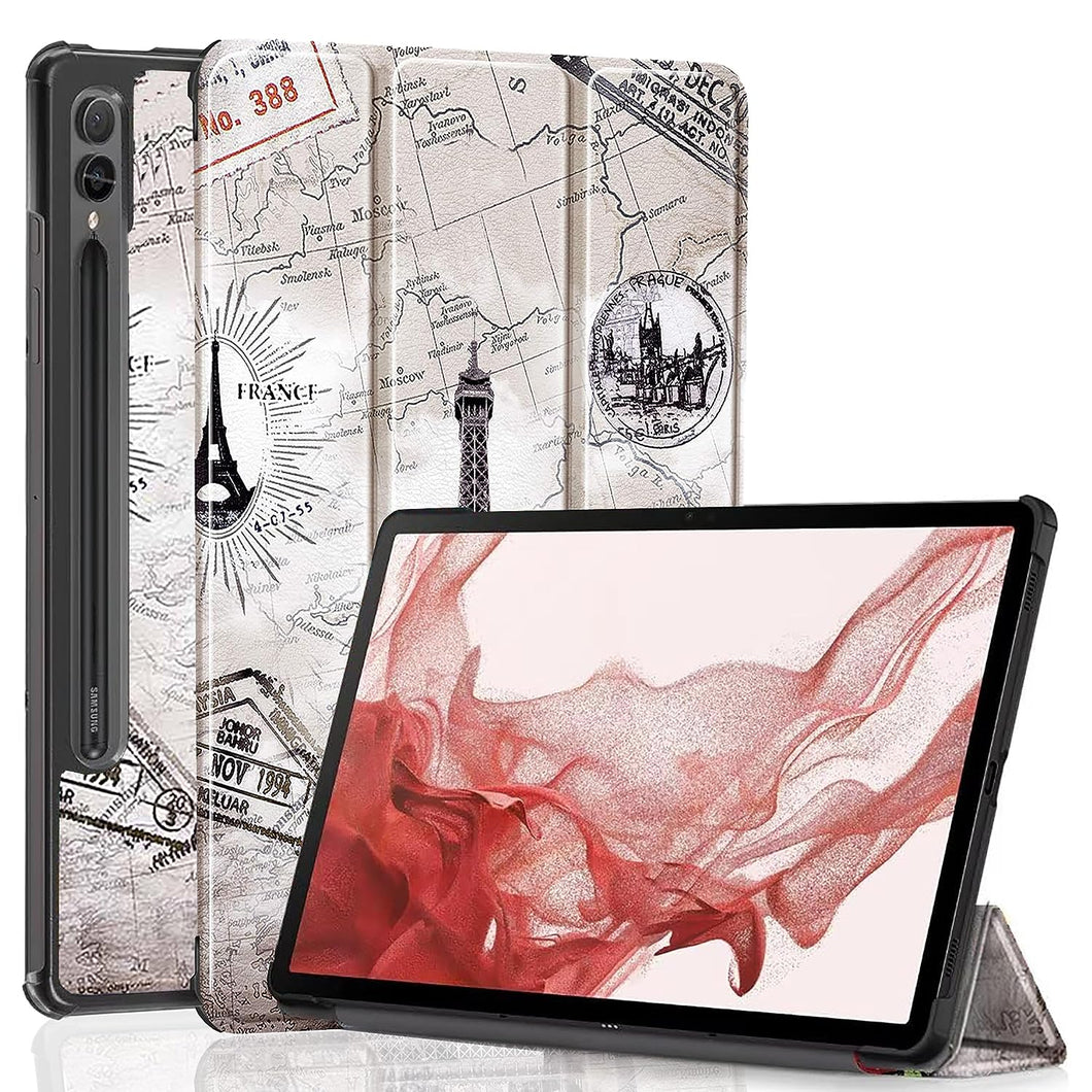 ProElite Cover for Samsung Galaxy Tab S9 FE+/S9 Plus/S10+ 12.4 inch Case, Smart Trifold Flip case Cover for Galaxy Tab S9 FE Plus/S9 Plus/S10+ 12.4 inch Support S Pen Magnetic Attachment, Eiffel