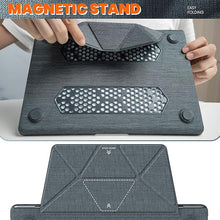 Load image into Gallery viewer, ProElite Case for MacBook Air 13 inch M2 2025/2024 M1 2021 2020 Release A2337 A2179 A1932 Model Touch ID, Fabric Material Hard Shell with Slim TPU Bumper and Fold Kickstand, Grey
