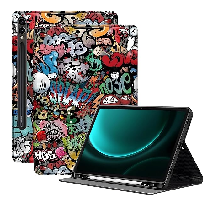 ProElite Book Cover Case for Samsung Galaxy Tab S9 FE+/S9+/S10+ 12.4 inch Cover, Smart flip case Book Cover for Samsung Galaxy Tab S9 FE Plus/S9 Plus/S10 Plus 12.4 inch with Pen Holder, Hippy