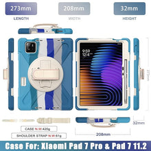 Load image into Gallery viewer, ProElite Cover for Xiaomi Mi Pad 7/7 Pro 11.2 inch Case, Rugged 3 Layer Armor case for Xiaomi Mi Pad 7/7 Pro with Hand Grip and Rotating Kickstand with Shoulder Strap &amp; Pen Holder, Rainbow Blue
