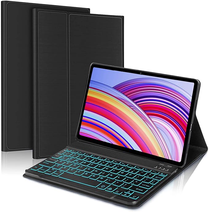 ProElite Keyboard case for Redmi Pad Pro 12.1 inch, Magnetic Detachable Wireless Bluetooth Keyboard Built-in 7-Colors Backlit, Black