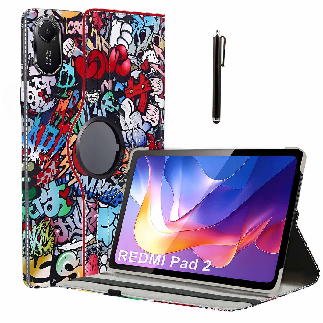 ProElite Cover for Xiaomi Redmi Pad 2 11 inch Case Cover, 360 Rotatable Smart Flip Case cover for Xiaomi Redmi Pad 2 11 inch tablet with Stylus Pen, Hippy