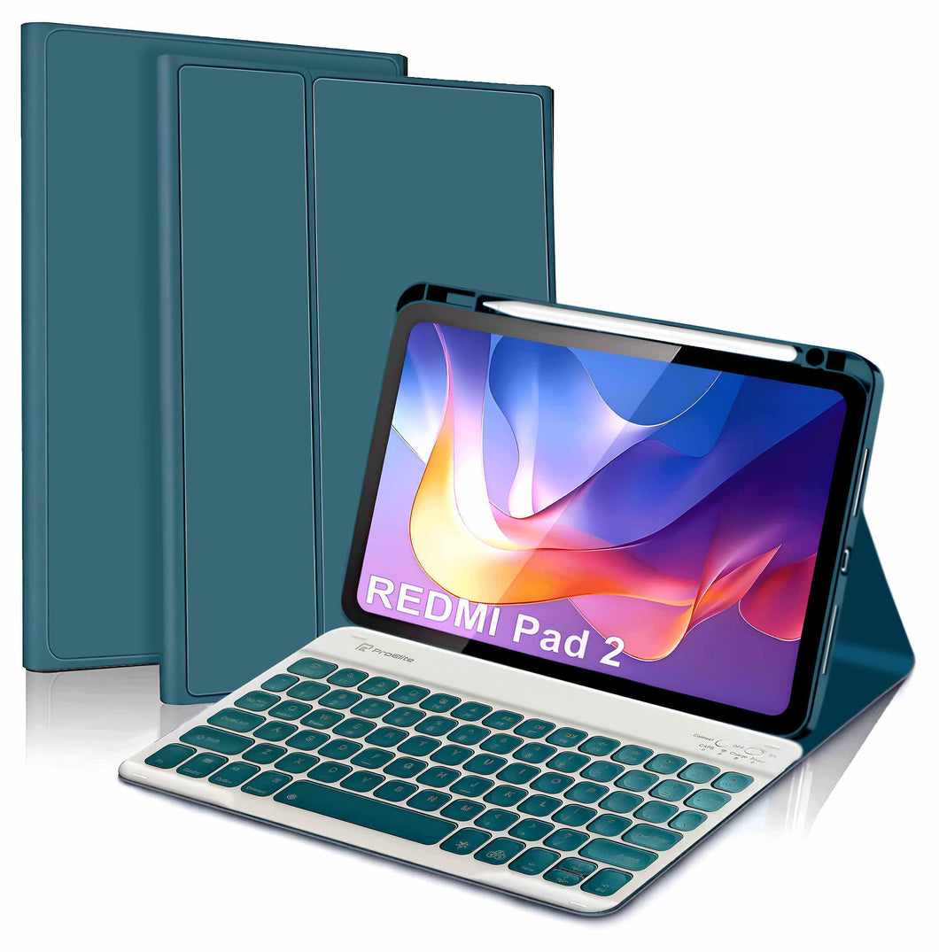 ProElite Keyboard case for Xiaomi Redmi Pad 2 11 inch, Magnetic Detachable Wireless Bluetooth Keyboard Xiaomi Redmi Pad 2 11 inch with Pen Holder, Dark Green