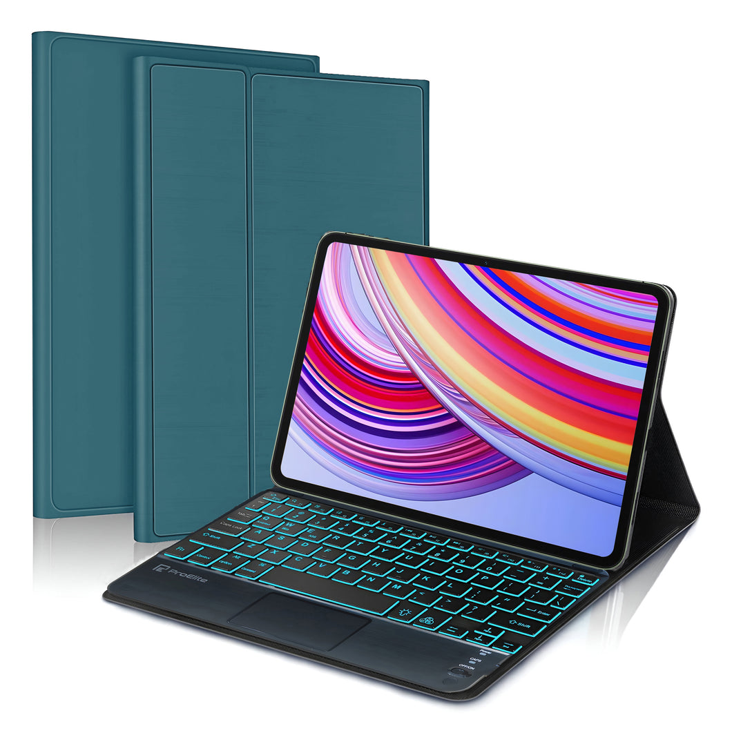 ProElite TouchPad Keyboard case for Redmi Pad Pro 12.1 inch, Magnetic Detachable Wireless Bluetooth TouchPad Keyboard Built-in 7-Colors Backlit, Dark Green