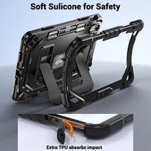 Load image into Gallery viewer, ProElite Rugged Back case for Apple iPad (A16) 11th/10th Gen Shockproof Protective Cover with Stand, Built-in Pencil Holder, Adjustable Shoulder Strap, Black
