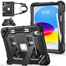 Load image into Gallery viewer, ProElite Rugged Back case for Apple iPad (A16) 11th/10th Gen Shockproof Protective Cover with Stand, Built-in Pencil Holder, Adjustable Shoulder Strap, Black
