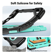 Load image into Gallery viewer, ProElite Rugged Back case for Apple iPad (A16) 11th/10th Gen Shockproof Protective Cover with Stand, Built-in Pencil Holder, Adjustable Shoulder Strap, Mint Black
