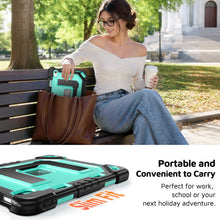Load image into Gallery viewer, ProElite Rugged Back case for Apple iPad (A16) 11th/10th Gen Shockproof Protective Cover with Stand, Built-in Pencil Holder, Adjustable Shoulder Strap, Mint Black
