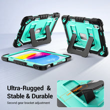 Load image into Gallery viewer, ProElite Rugged Back case for Apple iPad (A16) 11th/10th Gen Shockproof Protective Cover with Stand, Built-in Pencil Holder, Adjustable Shoulder Strap, Mint Black

