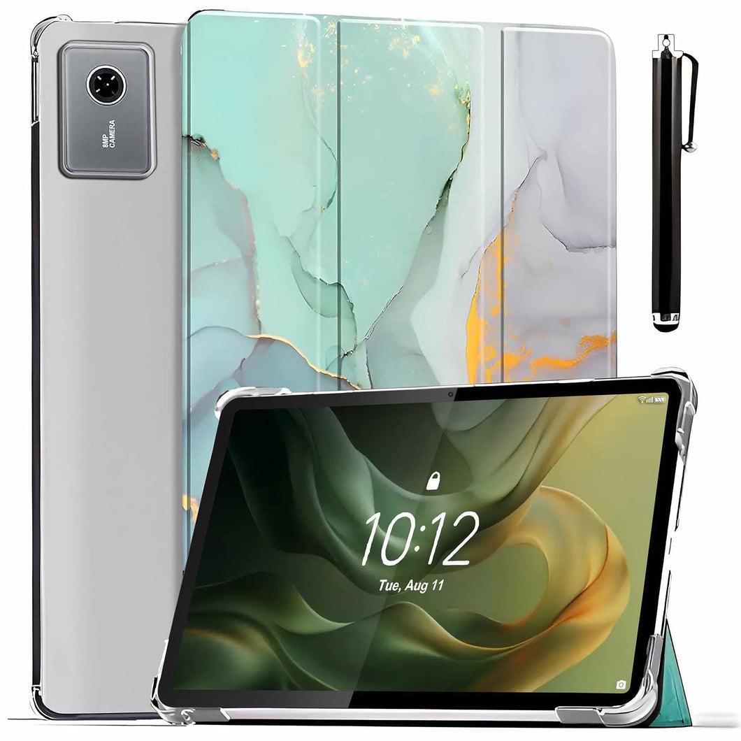 ProElite Case Cover for Motorola Pad 60 Neo 11 inch 2025 Cover, Smart Flip Case Motorola Pad 60 Neo 11 inch 2025 Tablet Translucent Back with Stylus Pen, Marble Green