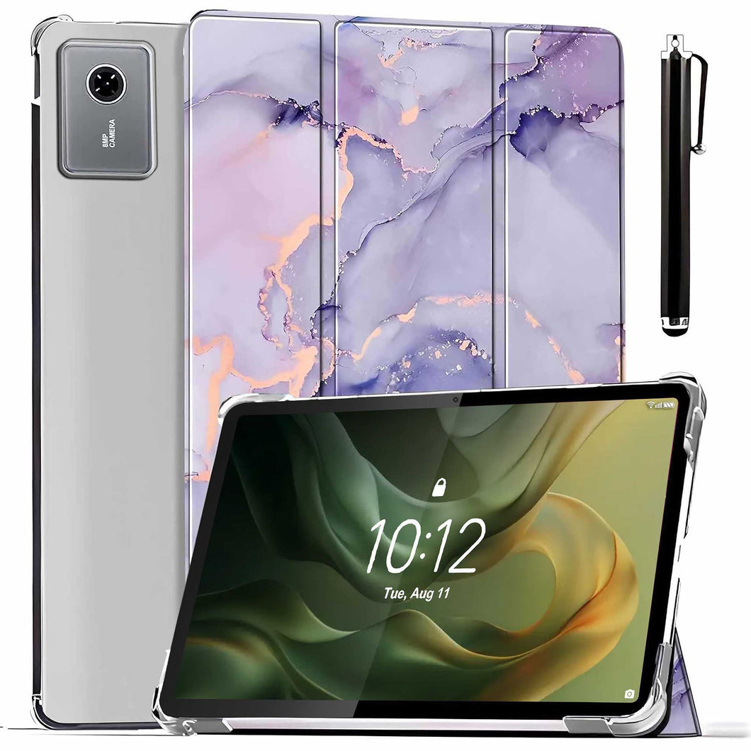 ProElite Case Cover for Motorola Pad 60 Neo 11 inch 2025 Cover, Smart Flip Case Motorola Pad 60 Neo 11 inch 2025 Tablet Translucent Back with Stylus Pen, Marble Purple
