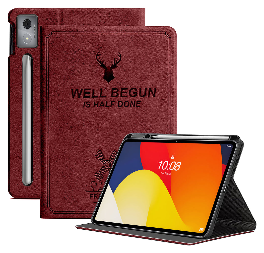 ProElite Cover for Moto Pad 60 Pro 12.7 inch 2025 Case Cover, Deer Smart Flip Case cover for Moto Pad 60 Pro 12.7 inch 2025 Tablet, Wine Red
