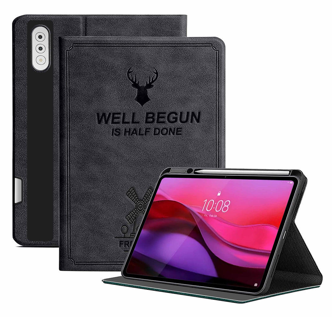 ProElite Case Cover for Lenovo Yoga Tab Plus 12.7 inch 2025 Case, Deer Flip case Cover for Lenovo Yoga Tab Plus 12.7 inch 2025 Case with Pen Holder [Auto Sleep Wake Feature], Black