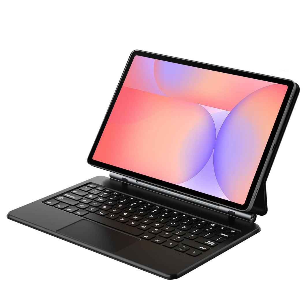 ProElite Magnetic Bluetooth TouchPad Keyboard case for Galaxy Tab S9 FE 10.9/S10 FE 10.9/S9/S8/S7 11 inch Tablet, Floating Cantilever Design with Built-in Colourful backlit TouchPad keyboard, Black