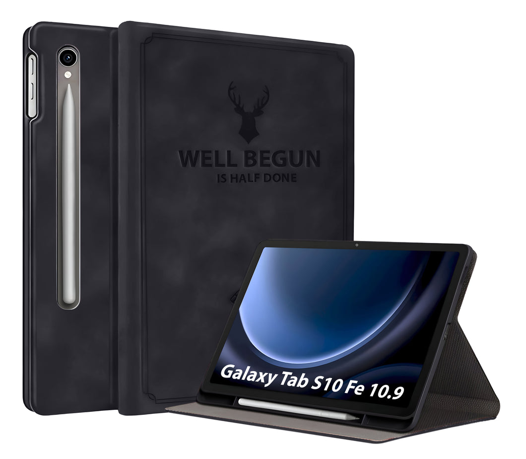 ProElite Case Cover for Samsung Galaxy Tab S9 FE 10.9/S10 FE 10.9/S9 11 inch Case, Deer Flip case Cover for Samsung Galaxy Tab S10 FE 10.9/S9 FE 10.9/S9 11 inch with S Pen Holder,Black