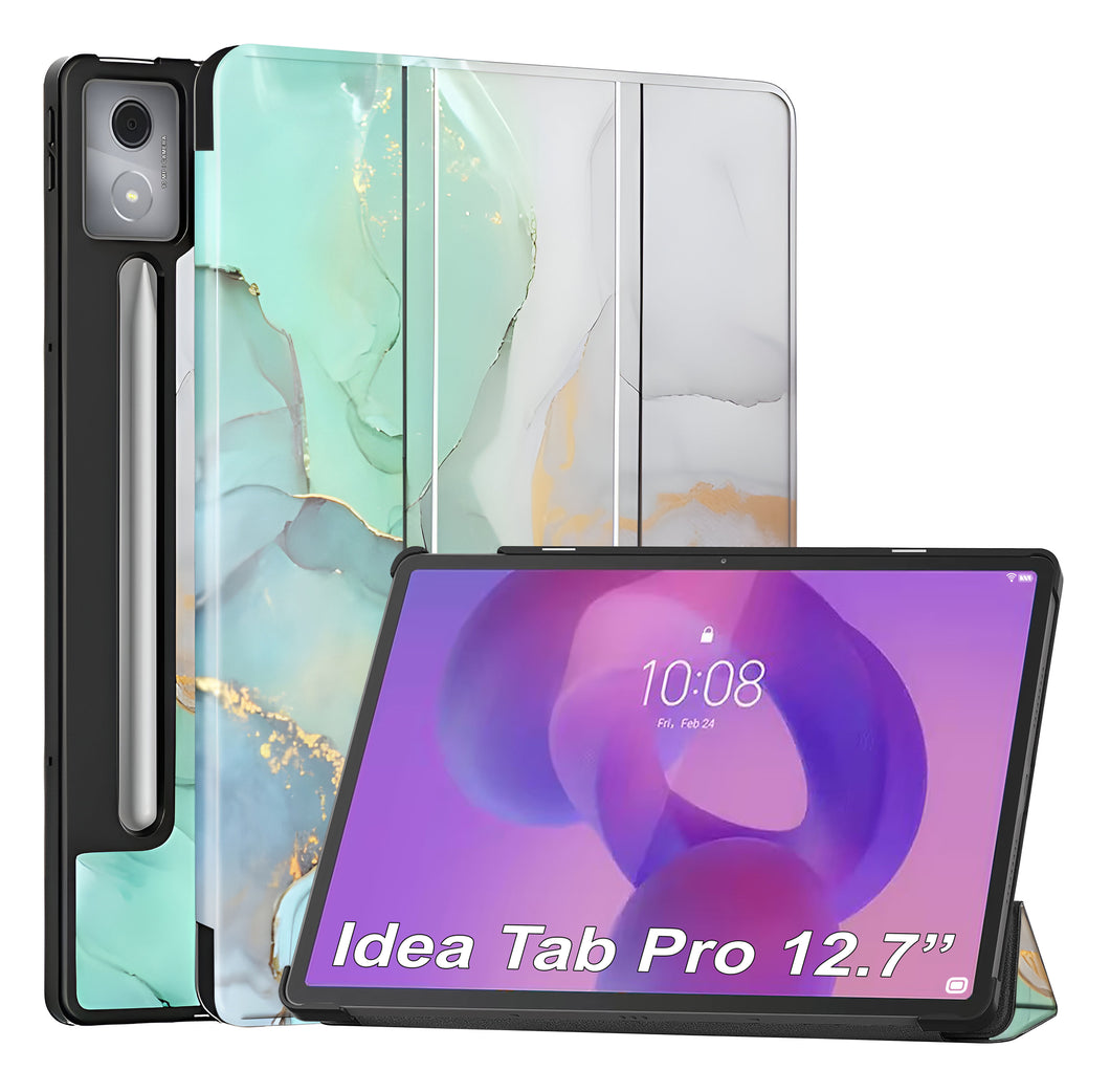 ProElite Cover for Lenovo Idea Tab Pro 12.7 inch 2025 Cover Case, Sleek Smart Flip Case cover for Lenovo Idea Tab Pro 12.7 inch 2025 Support Auto Sleep Wake, Marble Green