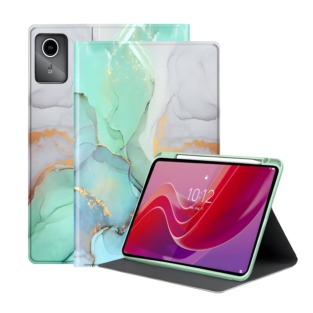 ProElite Book Cover for iPad Air 11 M3/M2 2025/2024/ Pro 11 4th/3rd Gen/Air 5th/4th Gen 10.9 inch Case, Smart Flip Case Book Cover for iPad Air 11/ Pro 11 4/3 Gen/Air 10.9 with Pencil Holder, Marble Green
